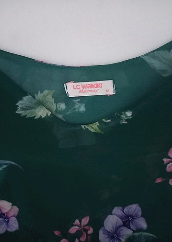 Yeşil Çiçekli Piliseli Uzun Bohem Hamile Elbise - Görsel 3