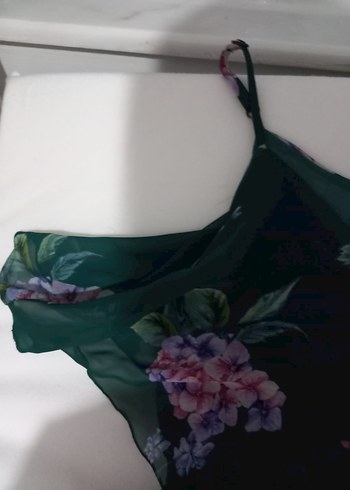 Yeşil Çiçekli Piliseli Uzun Bohem Hamile Elbise - Görsel 4