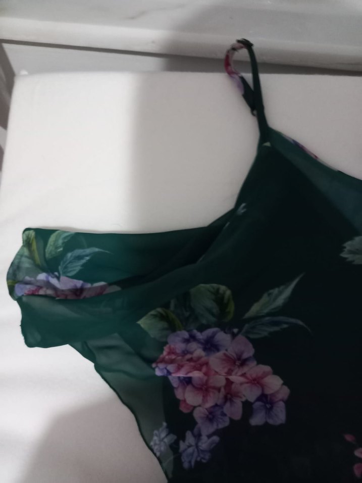 Yeşil Çiçekli Piliseli Uzun Bohem Hamile Elbise - Görsel 4