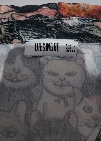 Bohem Gri Baskılı Kadın Gömlek - Görsel 4