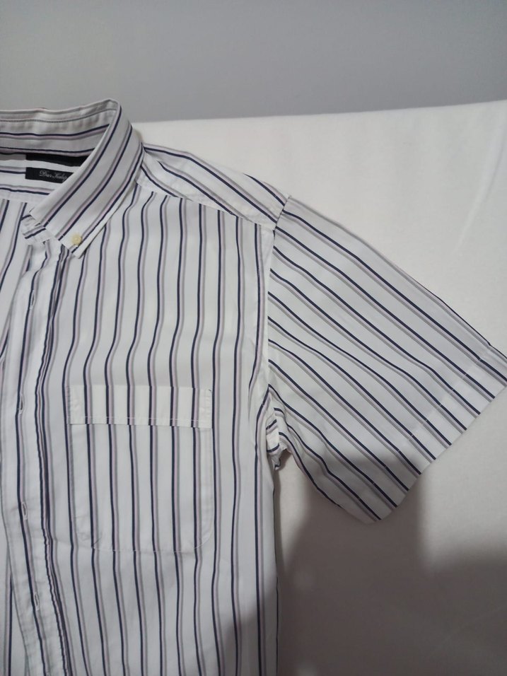 Erkek Beyaz Çizgili Kısa Kollu Gömlek - Görsel 2