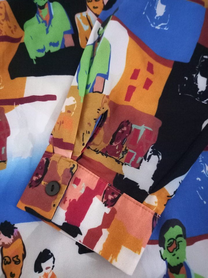 Renkli Baskılı Kadın Gömlek - Görsel 3