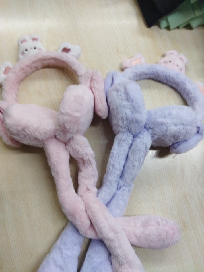 Pastel Renkli Peluş Tavşan Kulaklık - Görsel 2