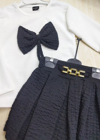 Fiyonklu Beyaz Uzun Kollu Bebek Kız Takımı - Görsel 3