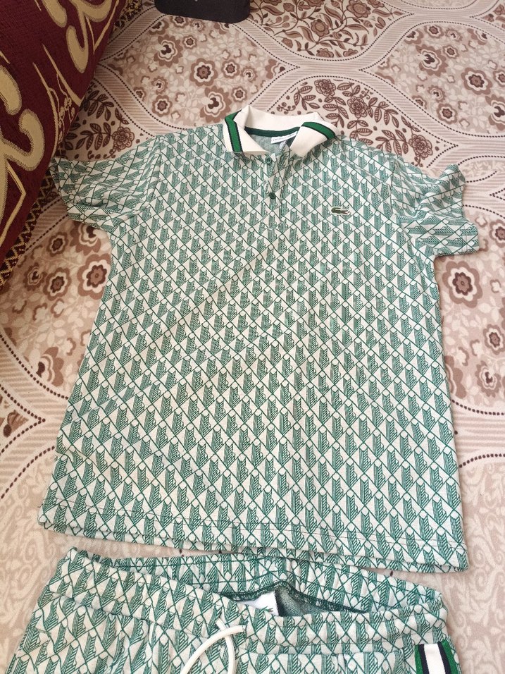 Erkek Yeşil Desenli Düğmeli V Yakalı Pijama - Görsel 5