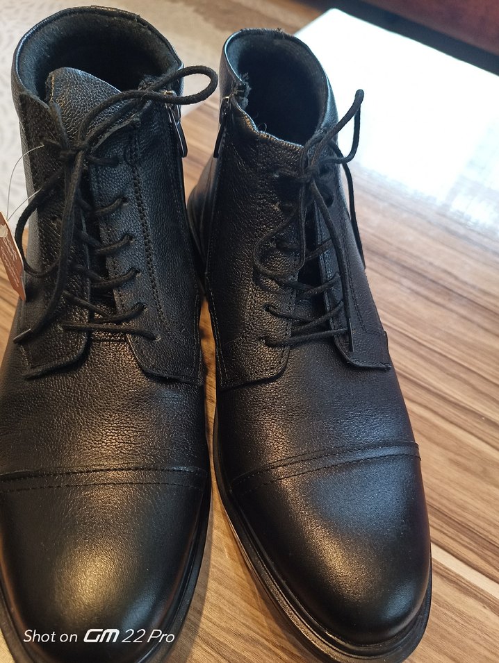 Hakiki Deri Siyah Bağcıklı Erkek Bot - Görsel 2