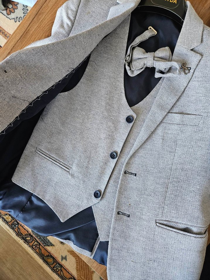 Gri Çocuk Takım Elbise Notched Yaka - Görsel 4