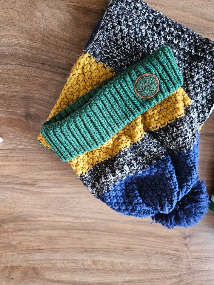 Çok Renkli  erkek cocuk Örgü Bere ve Atkı Seti - Görsel 4