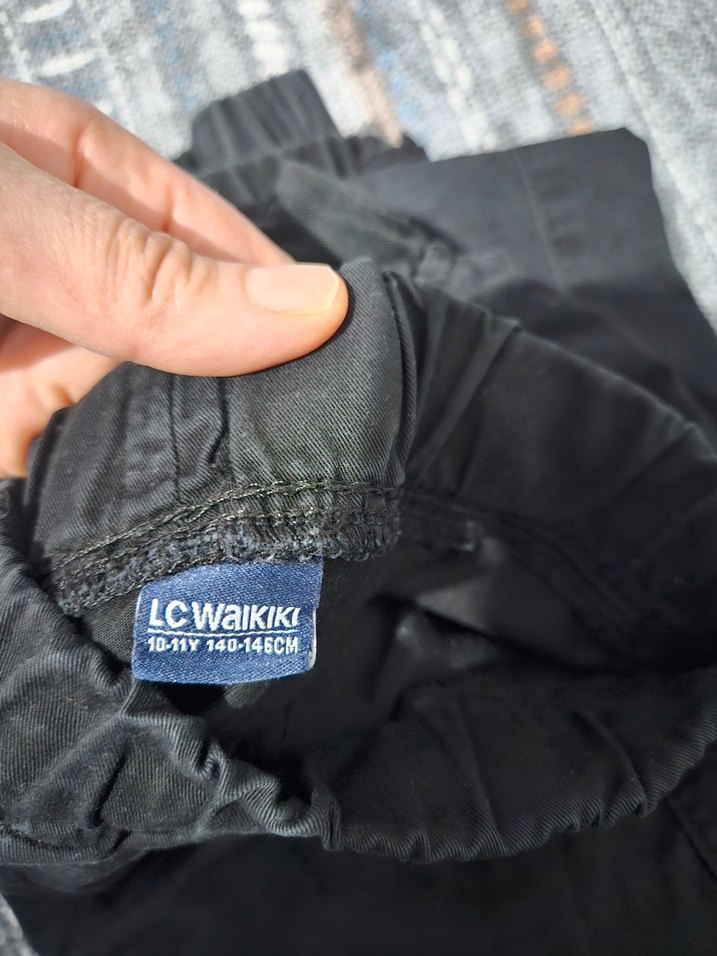 Erkek Çocuk Siyah Keten Gevşek Kesim Pantolon - Görsel 3