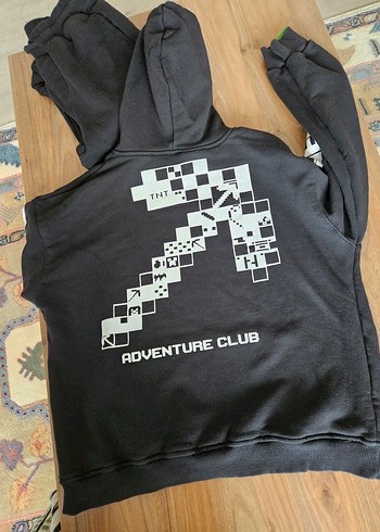 Minecraft Baskılı Siyah Kapüşonlu Eşofman Takımı - Görsel 3