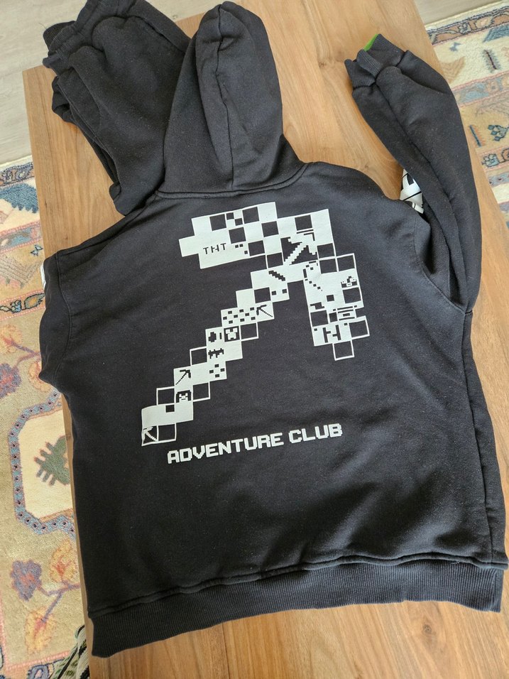 Minecraft Baskılı Siyah Kapüşonlu Eşofman Takımı - Görsel 3