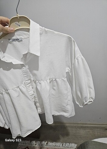 Balon kol beyaz gömlek  - Görsel 2