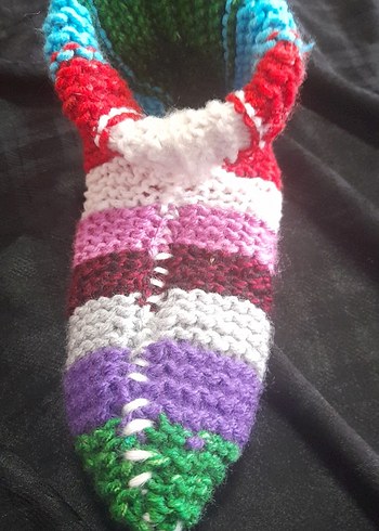 Renkli Örgü ev çorabı  her renk sioaris alinir - Görsel 2