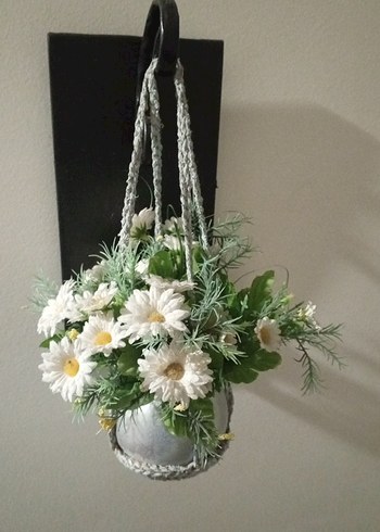 Beyaz Çiçekli Asılı Duvar Dekoru - Görsel 3