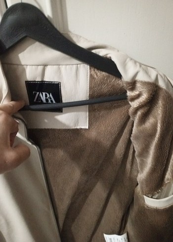 Bej Erkek Fermuarlı derı Yüksek Yakalı mont Ceket - Görsel 5