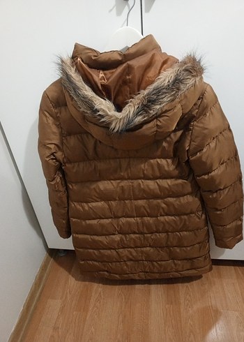 Kahverengi Kadın Kışlık Kürklü Mont - Görsel 4