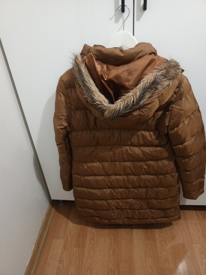 Kahverengi Kadın Kışlık Kürklü Mont - Görsel 2