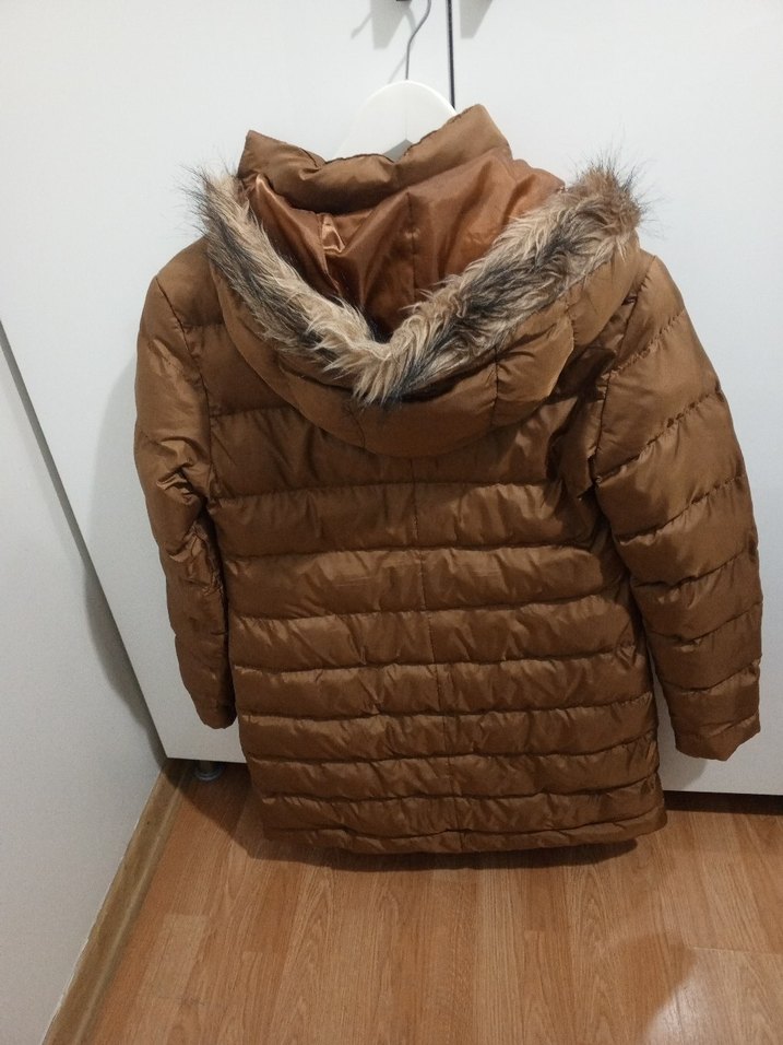 Kahverengi Kadın Kışlık Kürklü Mont - Görsel 4