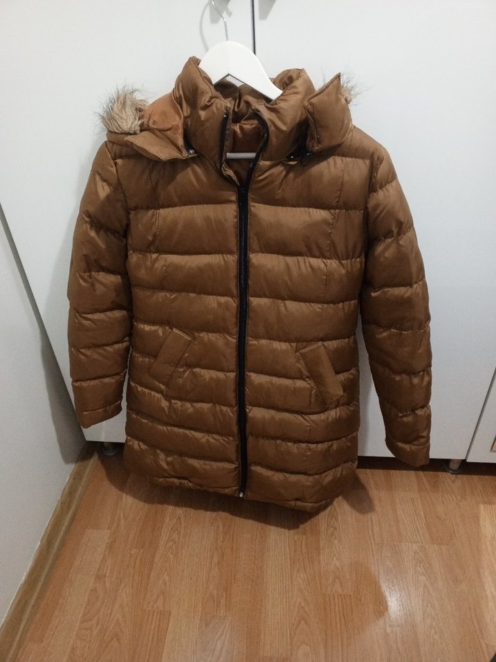 Kahverengi Kadın Kışlık Kürklü Mont - Görsel 3