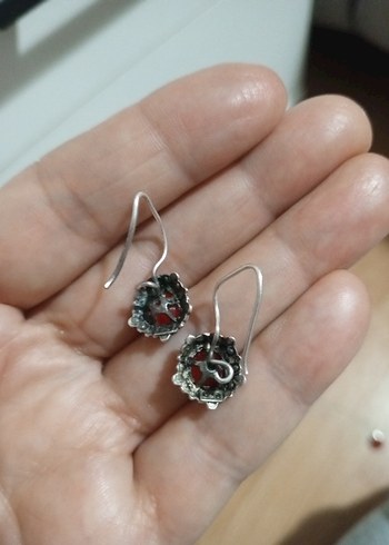 Kırmızı Nakışlı Mini Boncuklu Gunus kupe Küpe - Görsel 7