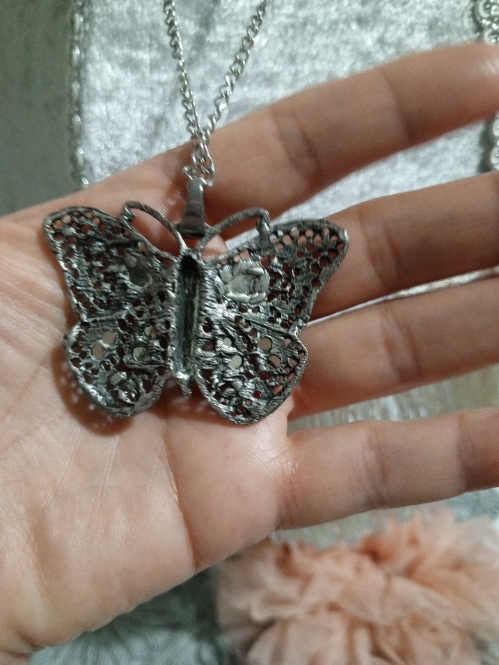 Renkli Taşlı Uzun Kelebek Kolye - Görsel 3