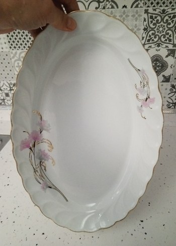 Pastel Çiçek Desenli Beyaz Porselen Tabak - Görsel 4