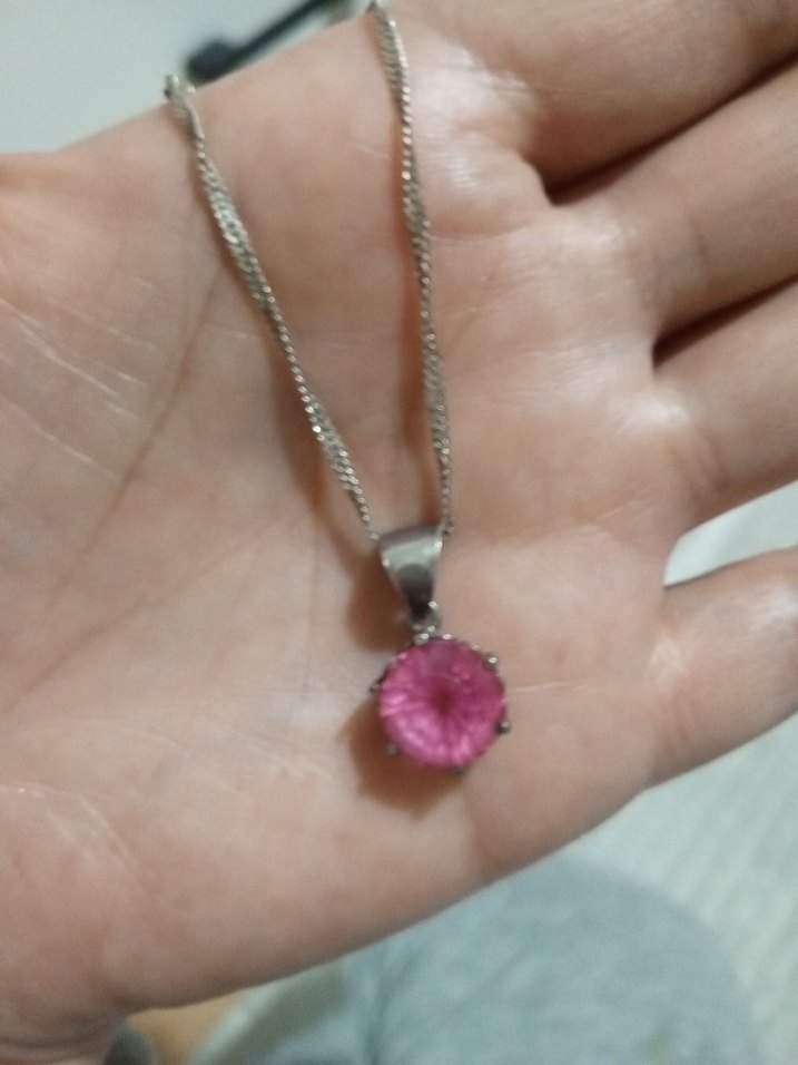 Pembe Gumus Parlak Taşlı Midi Kadın Kolye - Görsel 3