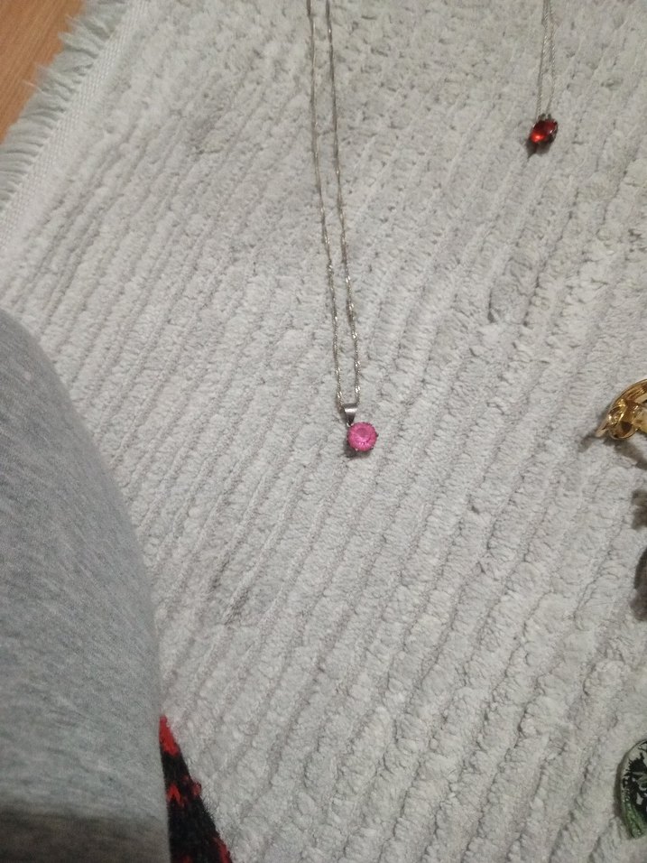 Pembe Gumus Parlak Taşlı Midi Kadın Kolye - Görsel 2