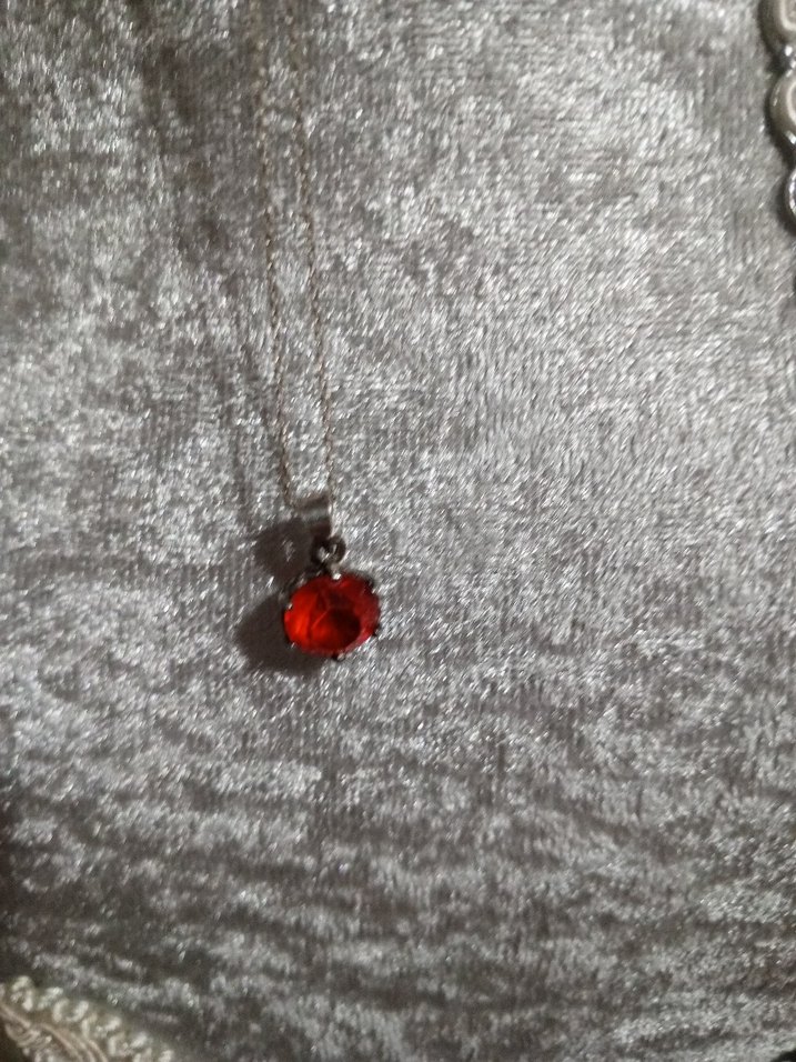Kırmızı  gumus  Taşlı Zincir Kolye - Görsel 3