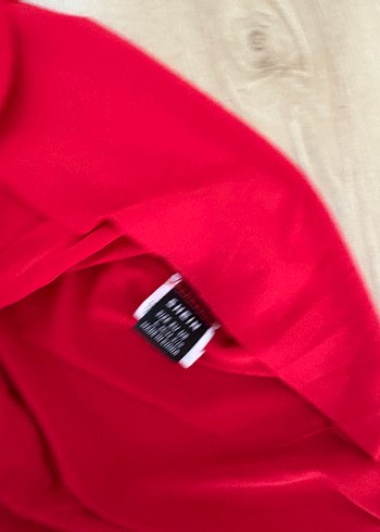 Kırmızı Drapeli Straplez Uzun Elbise - Görsel 3