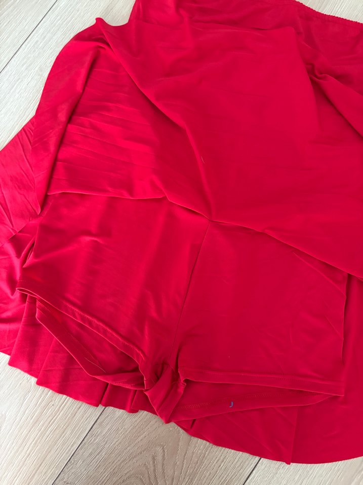 Kırmızı Drapeli Straplez Uzun Elbise - Görsel 2