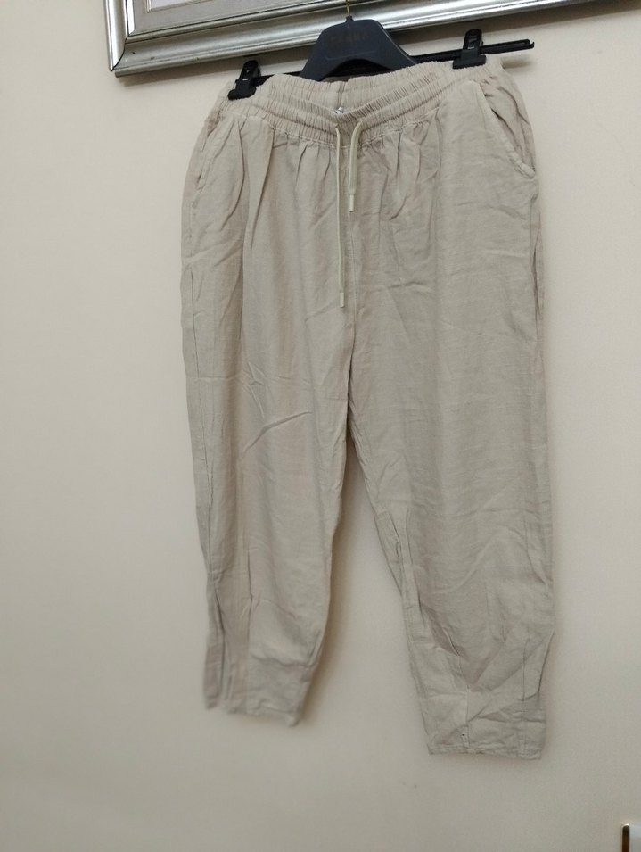 ZARA KETEN PANTOLON 46 BEDEN - Görsel 3