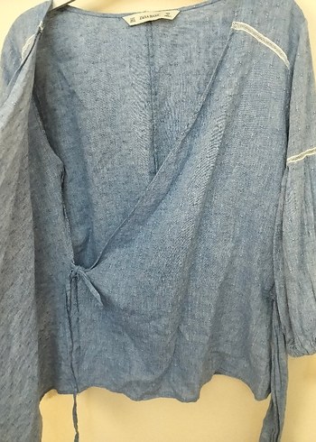 ZARA KETEN BLUZ M BEDEN - Görsel 6