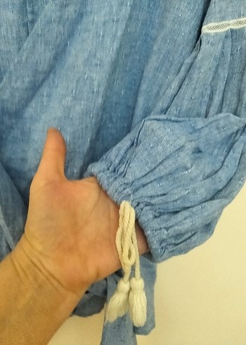 ZARA KETEN BLUZ M BEDEN - Görsel 7