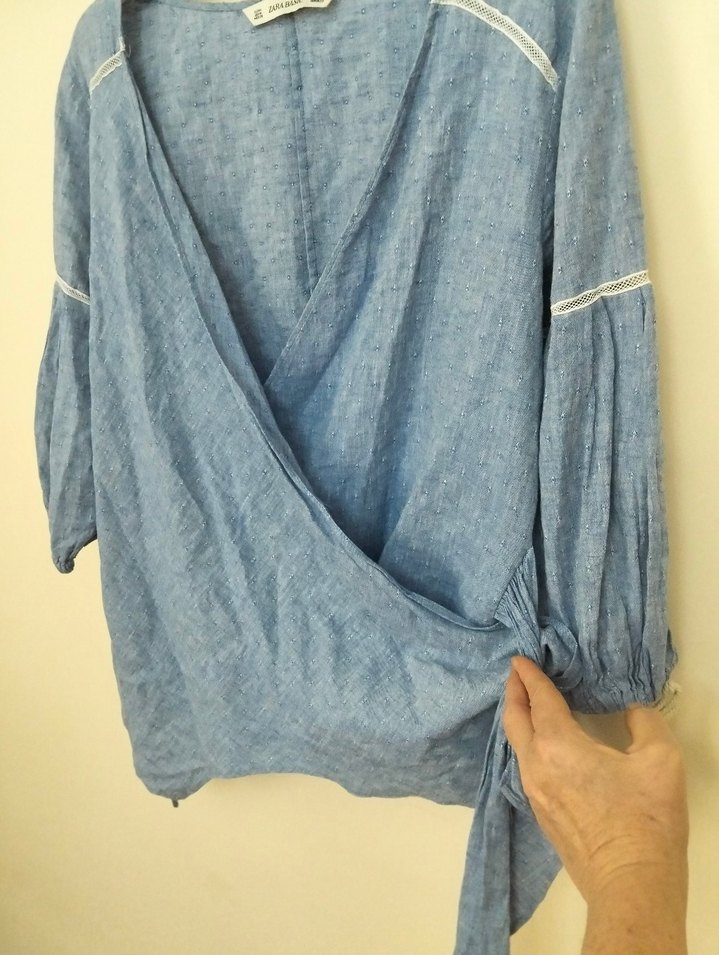 ZARA KETEN BLUZ M BEDEN - Görsel 3