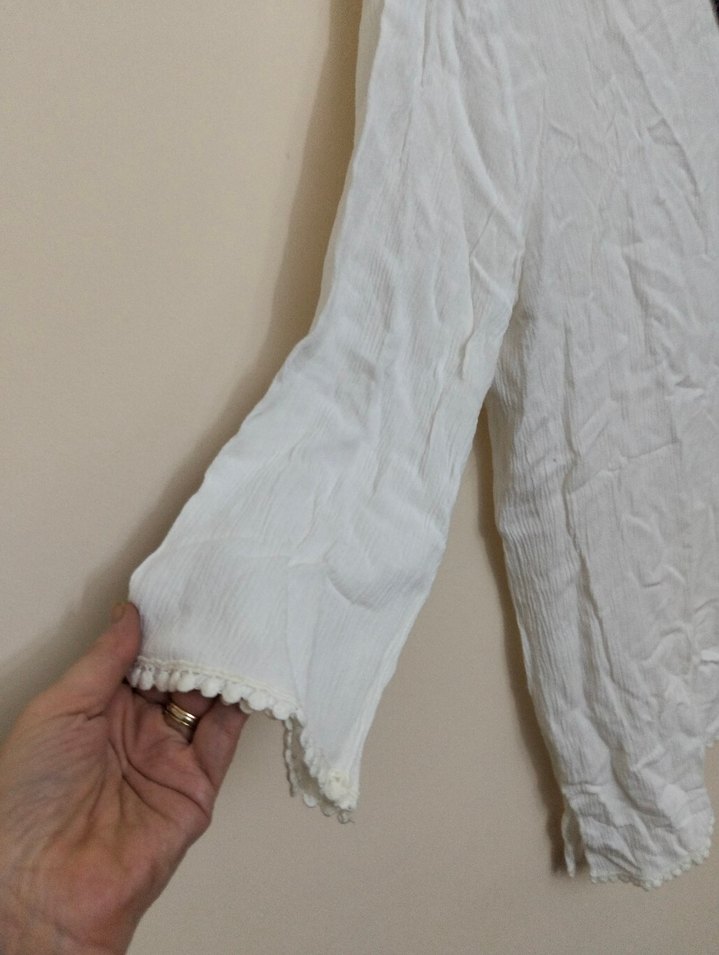 Boncuk İşlemeli Uzun Kollu Bohem Kadın Bluz - Görsel 4