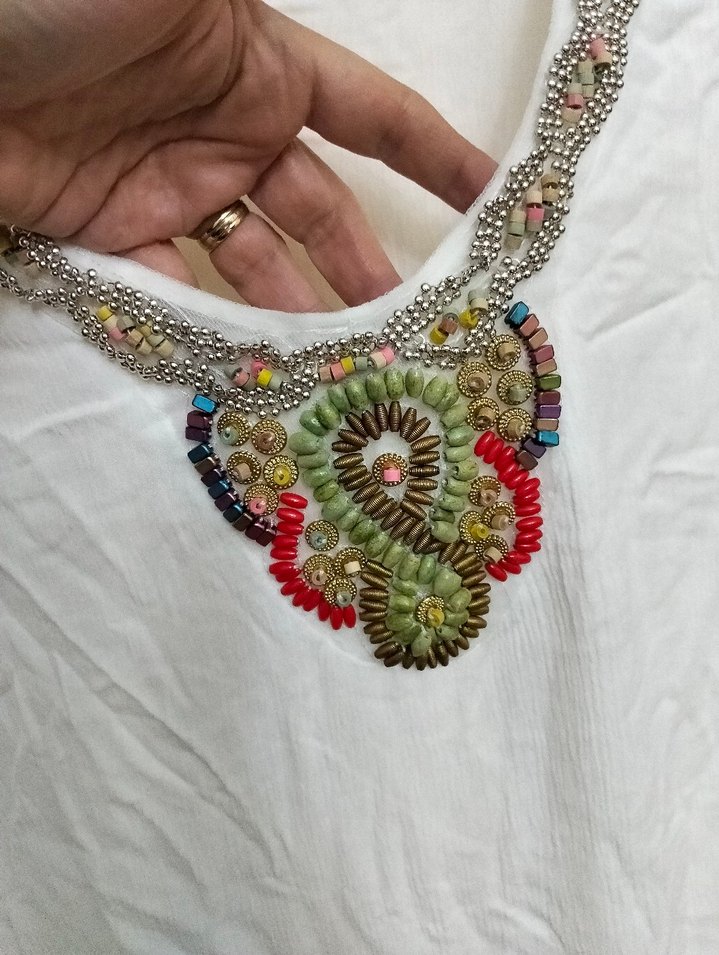 Boncuk İşlemeli Uzun Kollu Bohem Kadın Bluz - Görsel 5