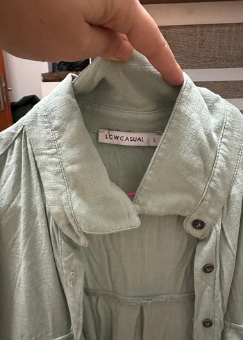 Yeşil Düğmeli Rahat Kadın Gömlek - Görsel 2