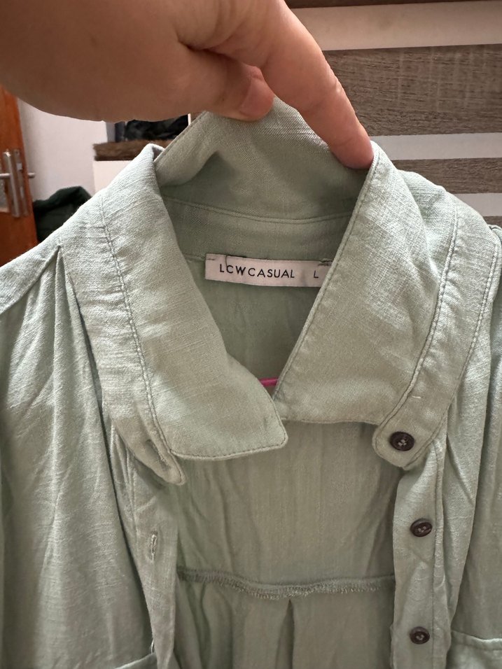 Yeşil Düğmeli Rahat Kadın Gömlek - Görsel 2