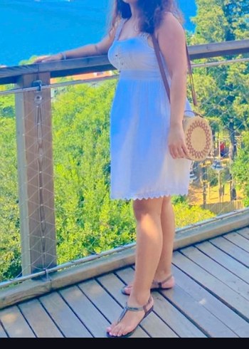 Bej Dantel Detaylı Bohem Midi Elbise - Görsel 2