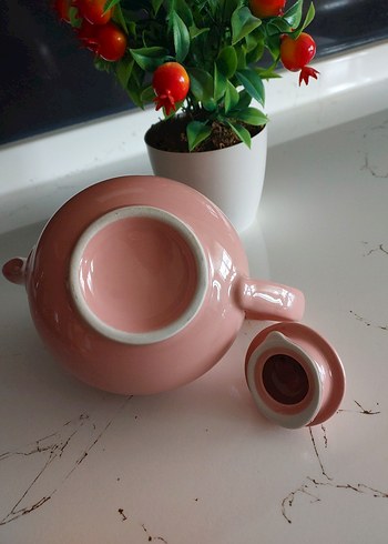 Pastel Pembe Porselen Çaydanlık.Vitrin Ürünü. - Görsel 4