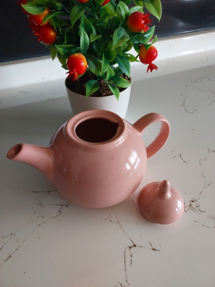 Pastel Pembe Porselen Çaydanlık.Vitrin Ürünü. - Görsel 2