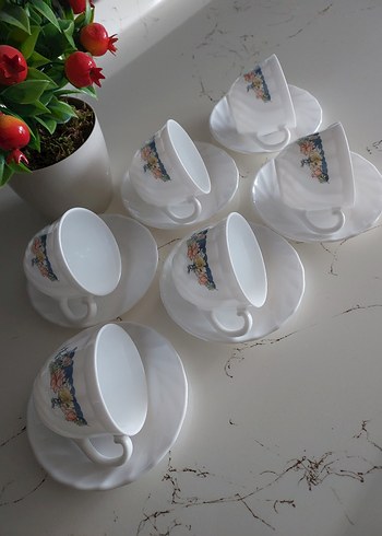 ARCOPAL FRANCE Çiçek Desenli Beyaz 6'lı Fincan Takımı - Görsel 2