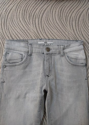 Bershka Gri Düğmeli Kadın Denim Pantolon