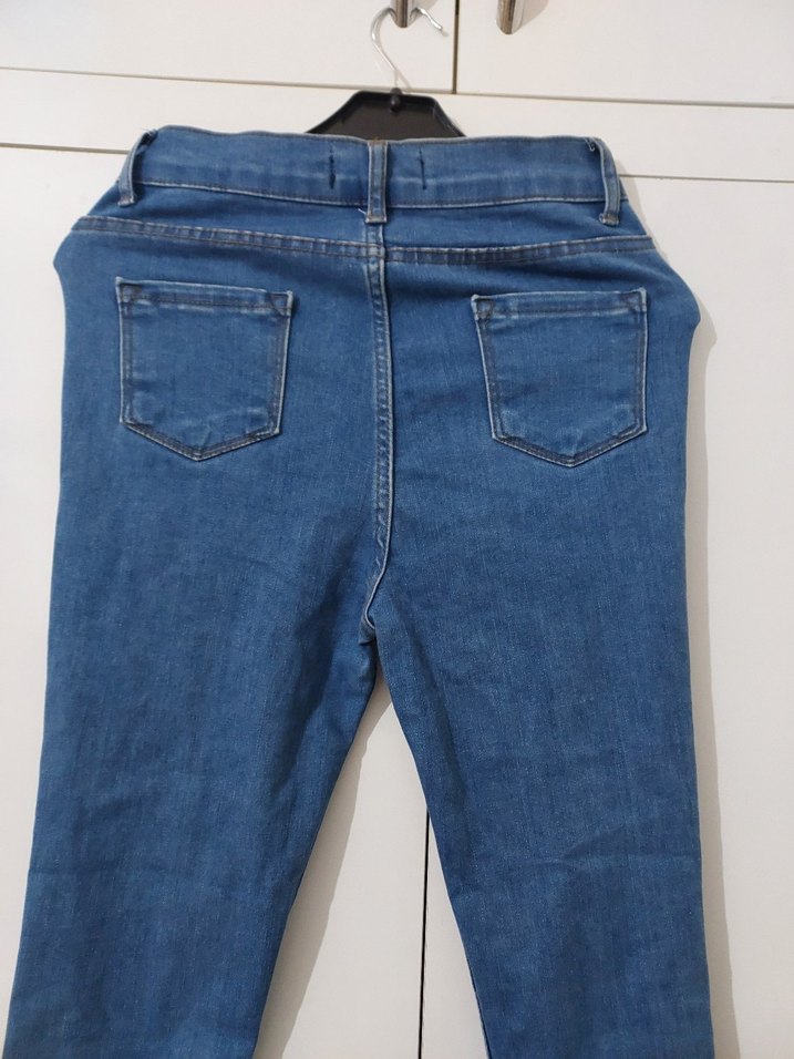 Kadın Mavi Normal Boy Dar Kesim Denim Pantolon - Görsel 3