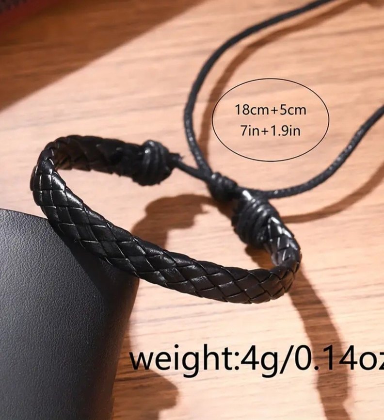 Erkekler için Siyah Bileklik ve Saat Seti - Görsel 4