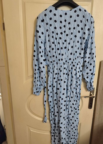 Mavi Puantiyeli Düğmeli Hamile Tulum - Görsel 5