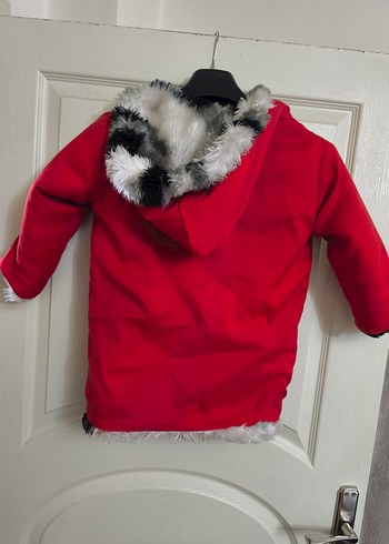 Kürk Detaylı Kırmızı Erkek Çocuk Kaban - Görsel 2