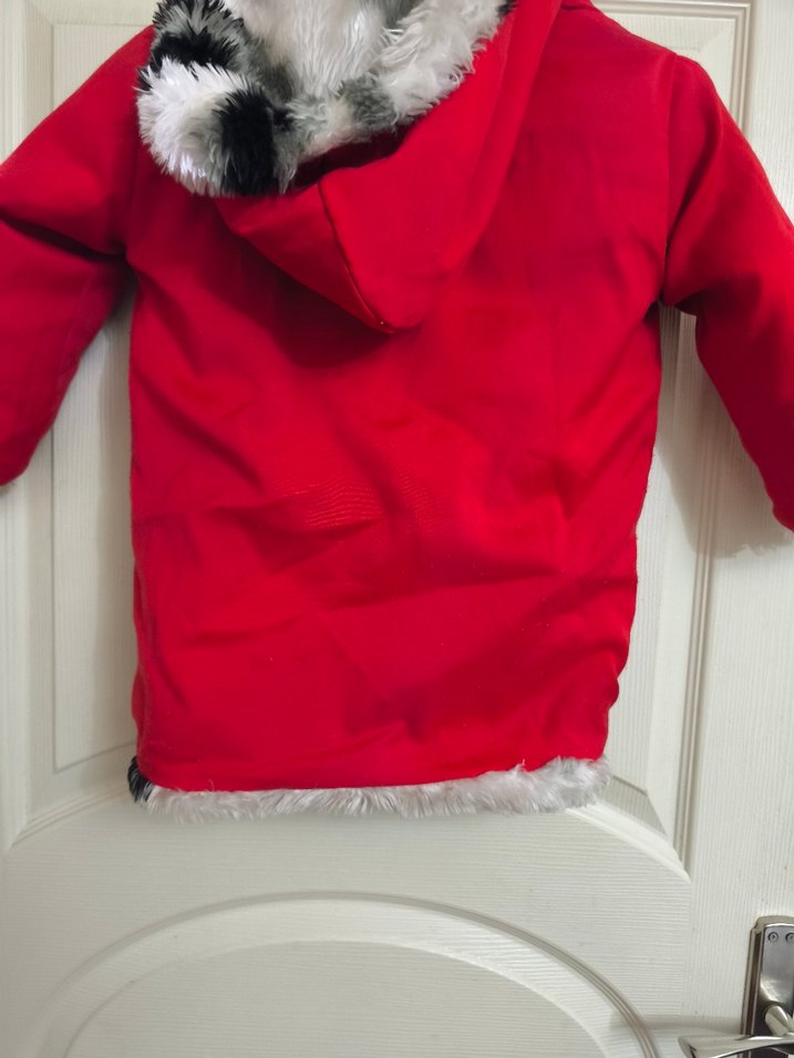 Kürk Detaylı Kırmızı Erkek Çocuk Kaban - Görsel 4