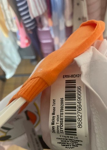 Beyaz Turuncu Mickey Baskılı Bebek Tişört - Görsel 5